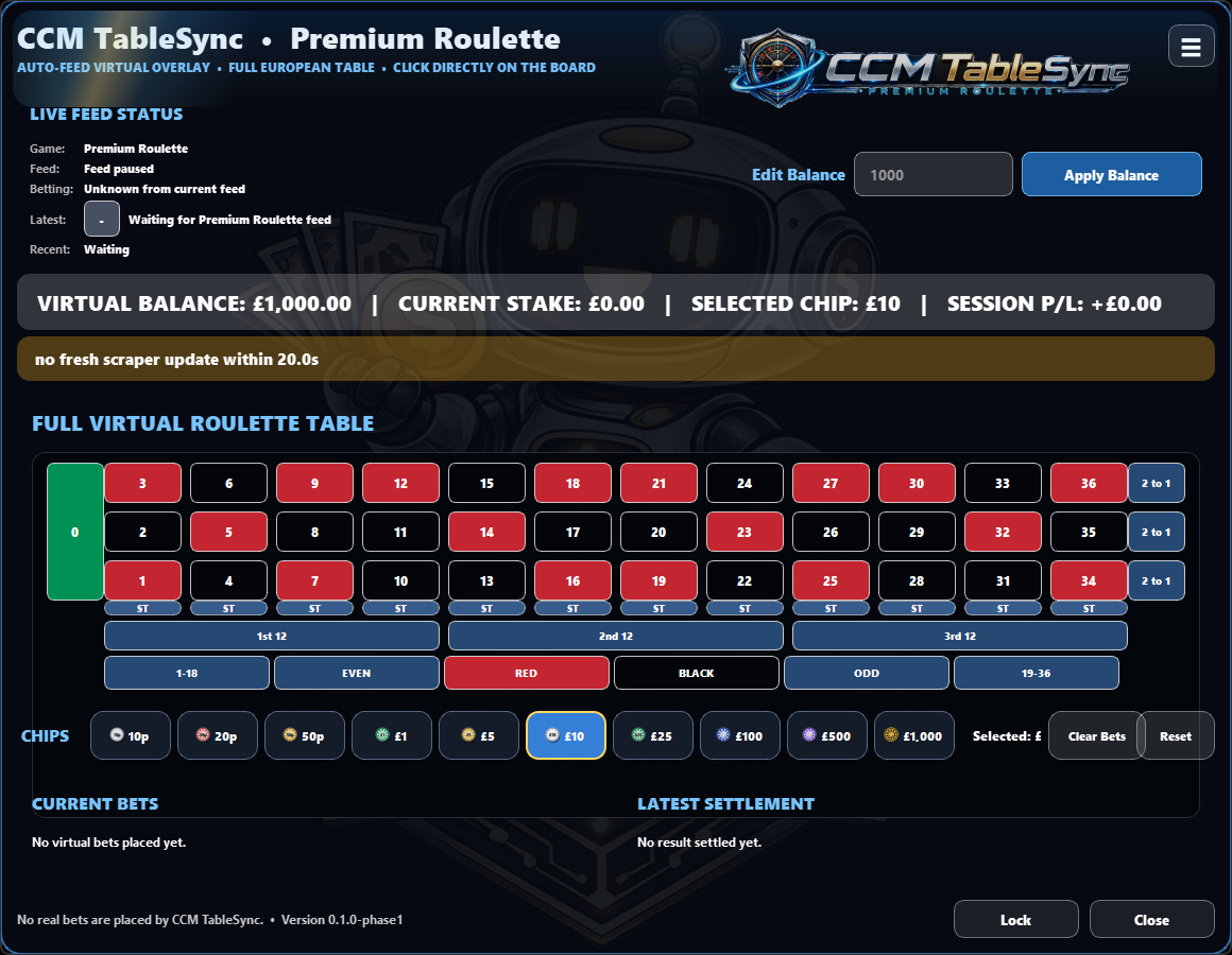 TableSync virtual-chip practice workspace